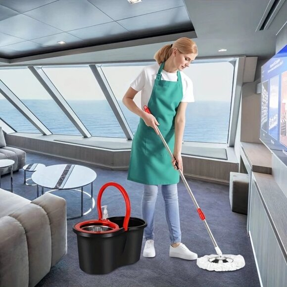 360° Spin Mop And Bucket Set - Effortless Floor Cleaning System With 3 Microfibe - Picture 6 of 12